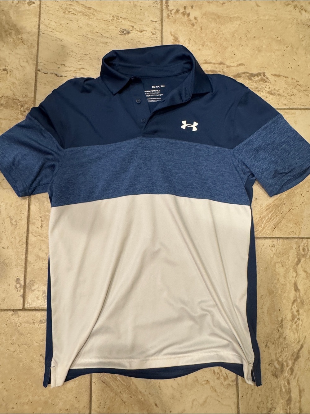 Under Armour Men’s Navy and White Colorblock Golf Polo
